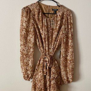 Express Fall Floral Flare Dress